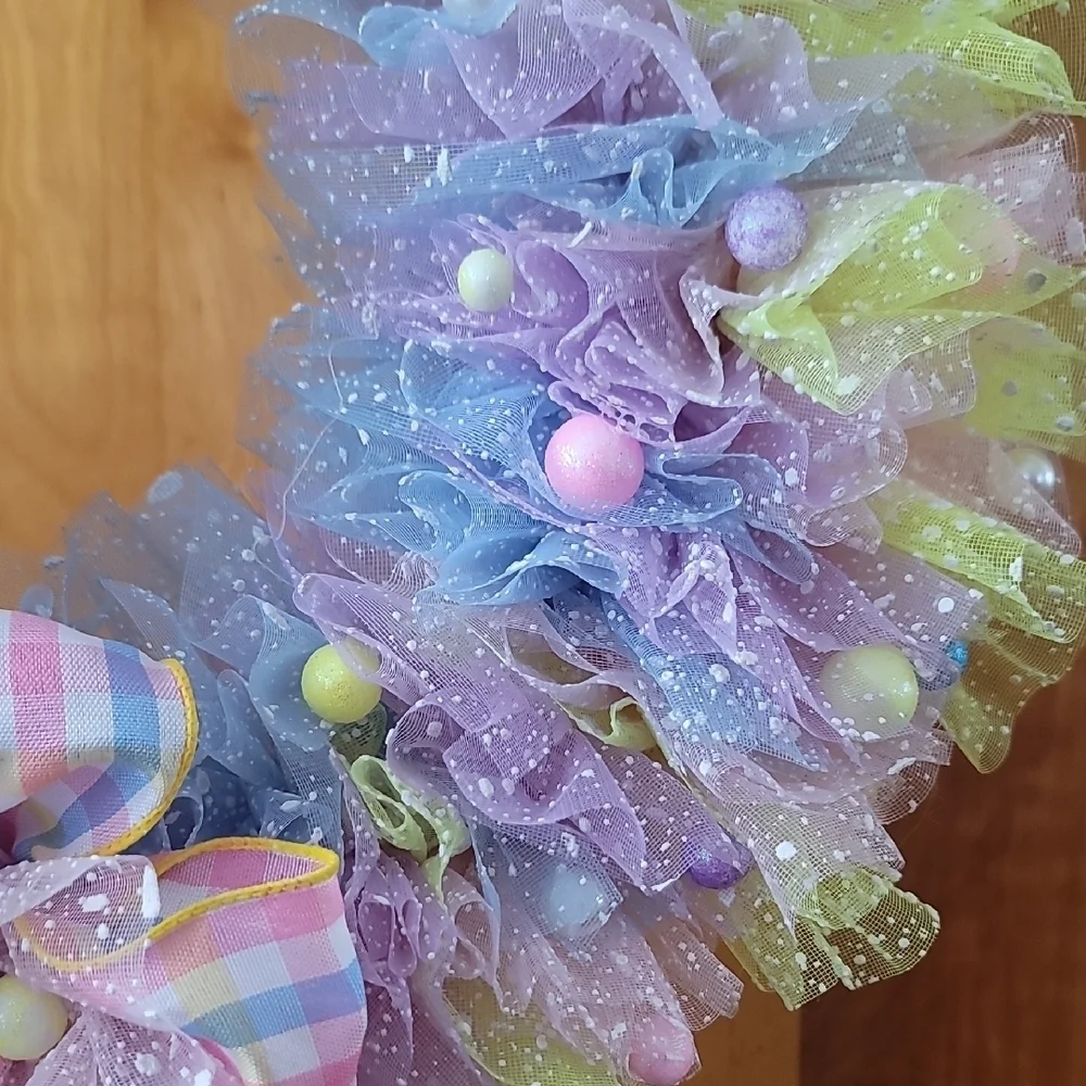 Pastel Easter Wreath with Bunny Accent